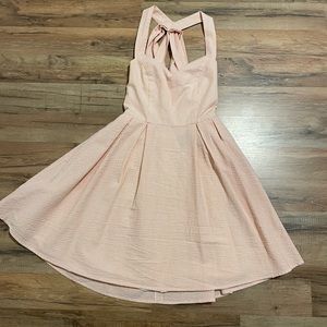 Lauren James Orange Seersucker Bow Back Dress